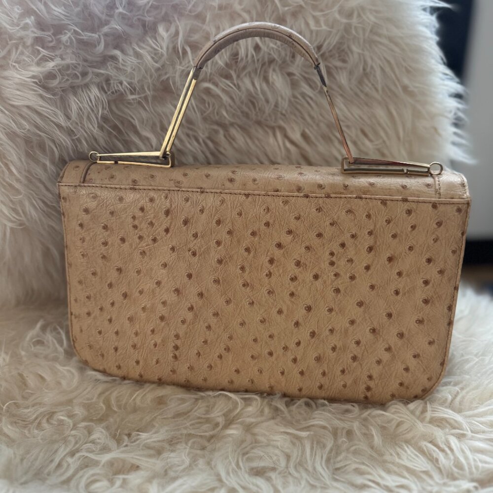 Vintage Authentic Ostrich top handle handbag - Picture 2 of 13